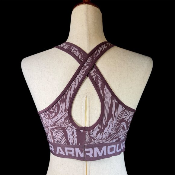 Under Armour Womens Crossback Mid Sport Bra Compression Large L Purple - Picture 3 of 9